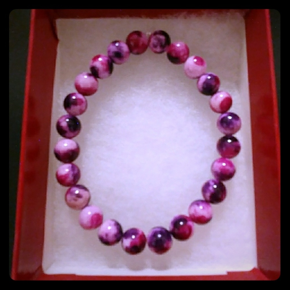 Pink & Purple Jade Stone Bracelet
